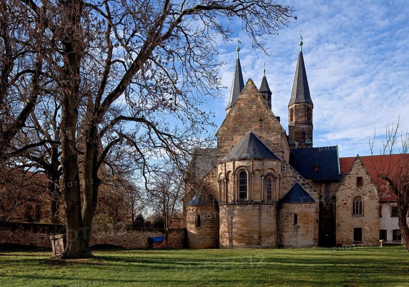 Hamersleben b Halberstadt cath collegiate church St Pankratius 73171a built 1112-40 view from east tower spires from 1512 southern apse rebuilt 1887