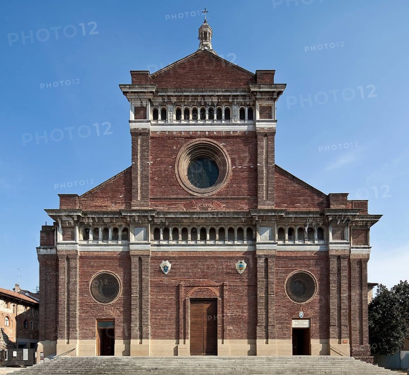 Italy Pavia 89697 Cathedral Start of construction 1488 View from west Facade 1895