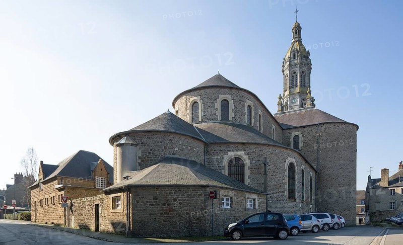 Avranches, Basilica of St-Gervais. Neoclassical remodelled in 1843 Tower in neo-Renaissance style completed in 1899 View from ONO, St, Saint, Saint