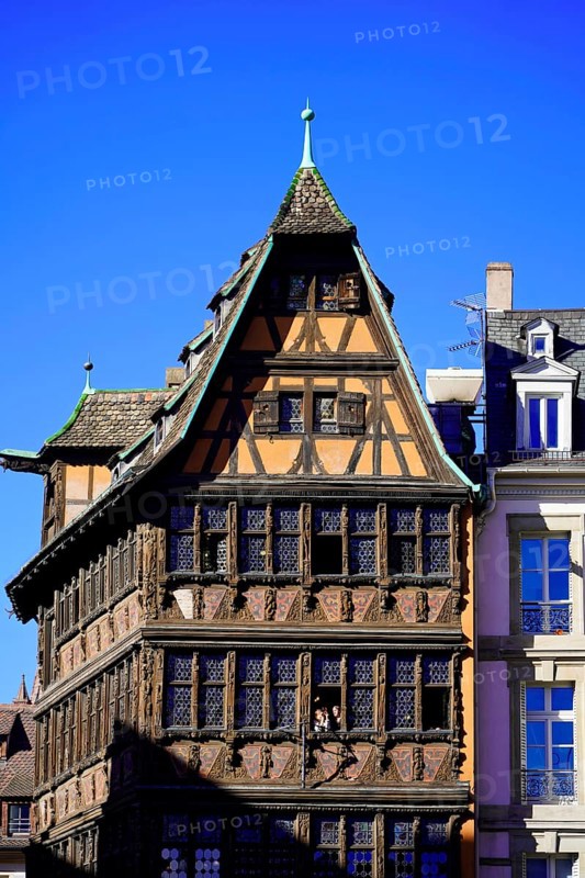Kammerzell House, half-timbered house at the cathedral, Strasbourg, Strasbourg, Alsace, Impressive historic half-timbered building in an urban setting, Strasbourg, Strasbourg, Bas-Rhin, Alsace, Alsace, France, Europe