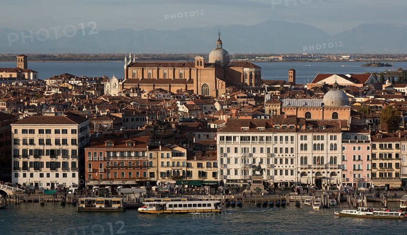 Italy Venice waterfront Riva Della Schiavoni -220 western part from the south across the Canale di San Marco dominated by the Zanipolo church main construction period 14-15 c