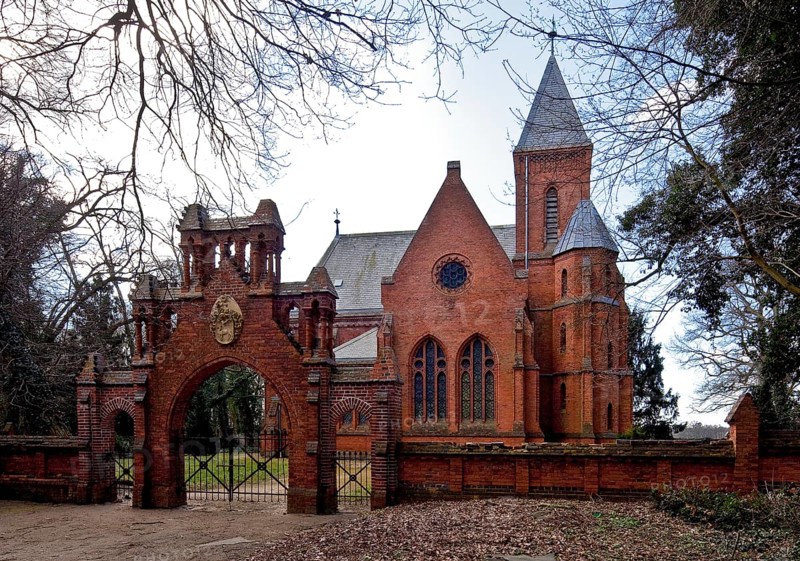 Vollenschier Altmark former manor church and cemetery gate 74710 View from north neo-Gothic brick buildings 1875-80 by Conrad Wilhelm Hase