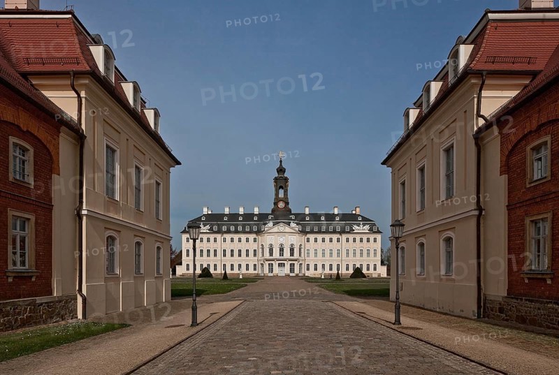 Wermsdorf Saxony Hubertusburg hunting lodge 1721-51 by Joh Chr Naumann and Joh Chr Knöffel 75310 Main wing seen from the south-east through the street flanked by former barracks