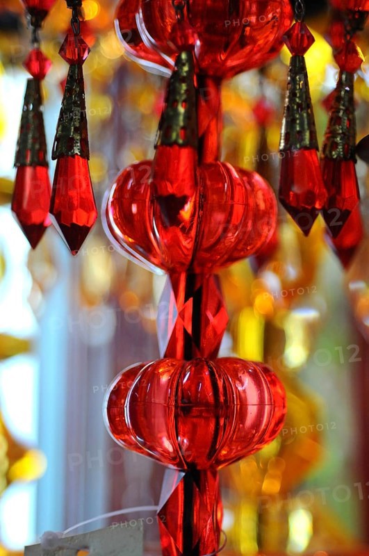 Colourful display of glass balls and beads, China, Asia