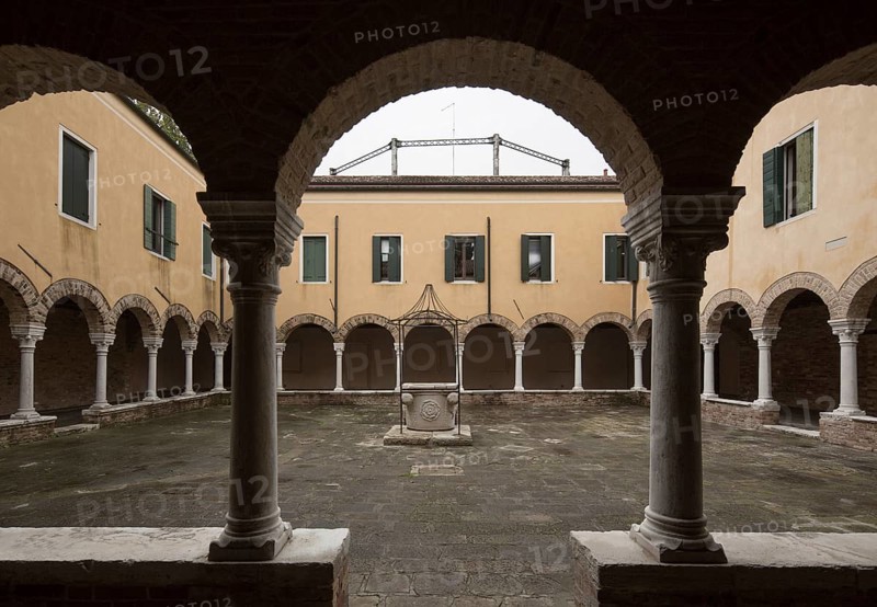 Italy Venice Castello district -92 San Francesco della Vigna western cloister back top old gasometer