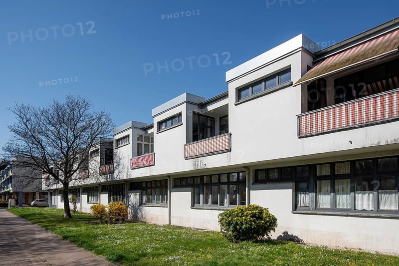 Frankfurt am Main, Hellerhof housing estate, planned 1929-1932 by Mart Stam, front buildings on Frankenallee