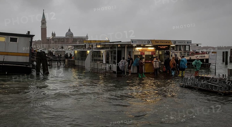 Italy Venice waterfront Riva degli Schiavoni -124 View at high tide from the vaporetto station San Zaccaria southwards to the church of San Giorgio Maggiore