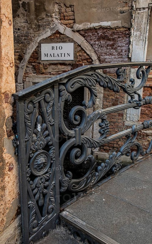 Italy Venice Rio Malatin -206 Cast iron bridge railing detail