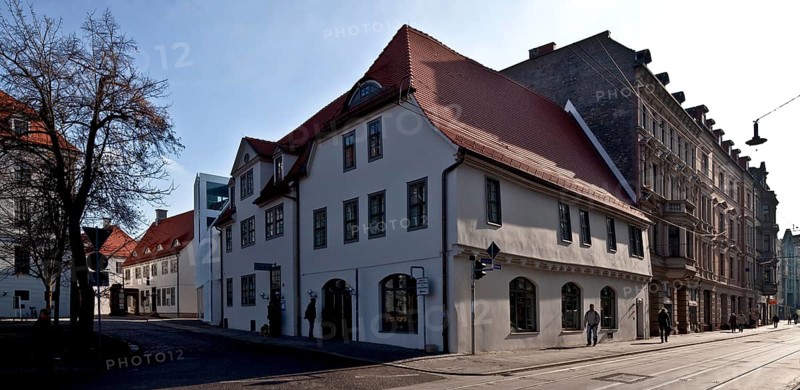 Halle Saale Francke Foundations Orphanage Bookshop 58458 View from north-west in front of 1706 ZUM RAUBSCHIFF Inn restored in 2012