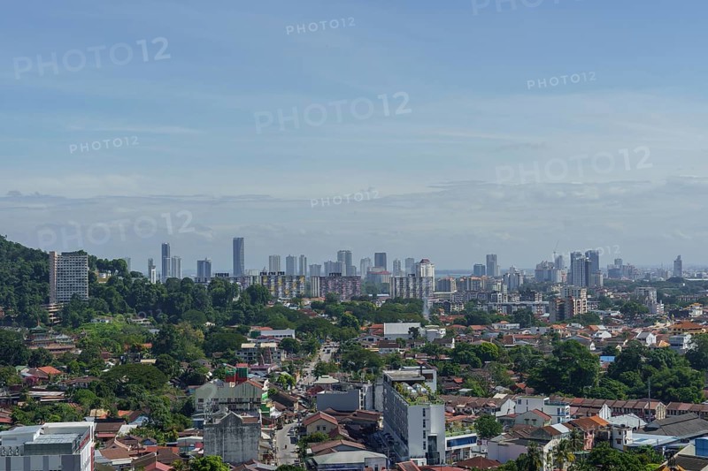 A city view with skyscrapers and cloudy sky in the background, penang, malaysia