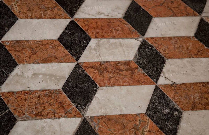 Italy Venice Zanipolo Church -293 coloured marble inlaid floor with ashlar pattern