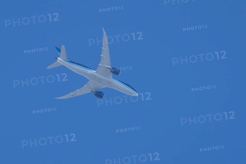 Boeing 787-8 Dreamliner jet aircraft of Azerbaijan Airlines airlines flying in a blue sky, England, United Kingdom, Europe