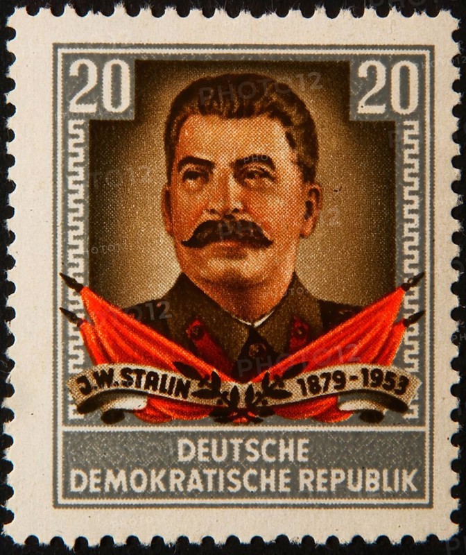 Joseph Stalin 1879-1953, a Soviet revolutionary and politician. Portrait on an East German stamp
