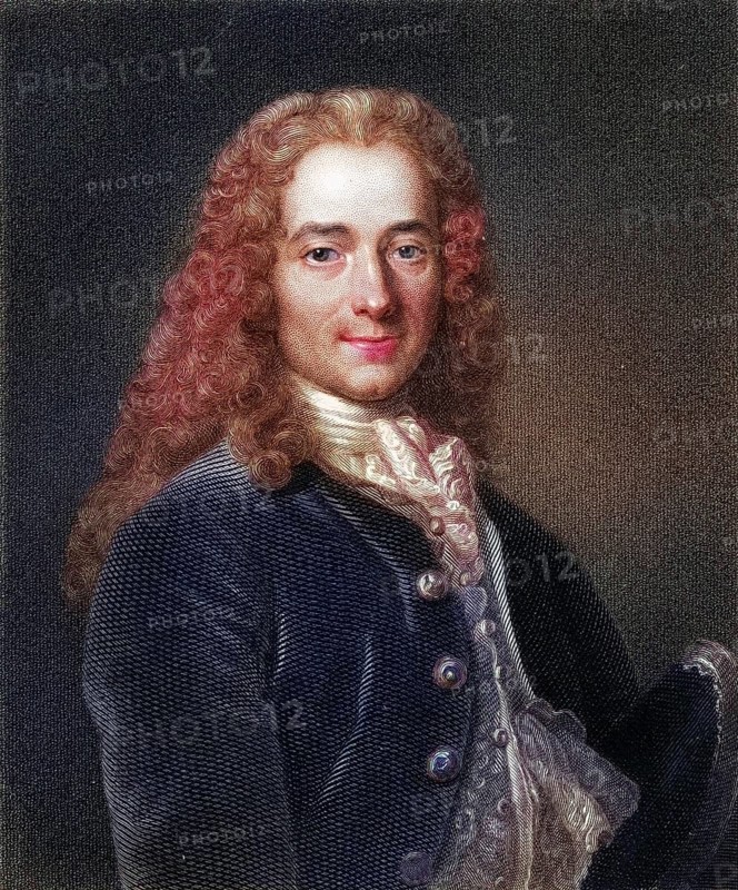 Voltaire, pseudonym of Francois-Marie Arouet, 1694-1778, French writer and philosopher. From the book Gallery of Portraits, published in 1833, Historical, digitally restored reproduction from a 19th century original, Record date not stated