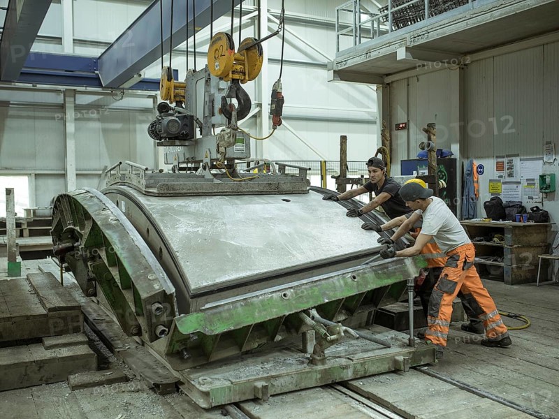 Production of segments for the construction of the Brenner Base Tunnel, Zenzendorf, Tyrol, Austria, Europe