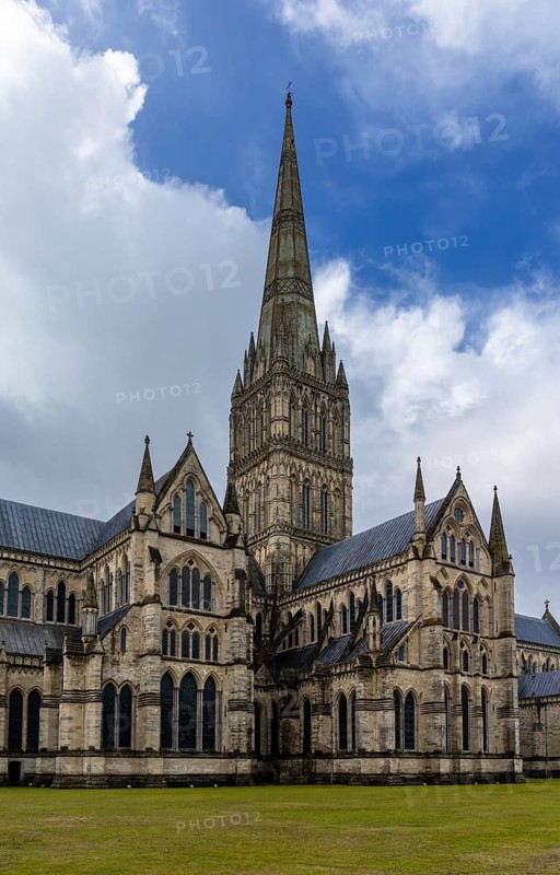 Salisbury, United Kingdom, 8 September, 2022: view of the exterior of the historic Salisbury Cathedral, Europe