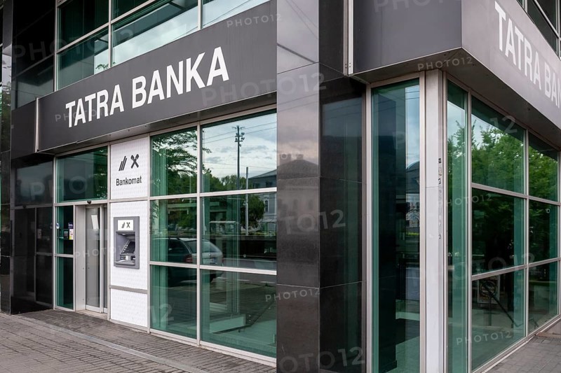 Bratislava, Slovakia, September, 3, 2023 : Tatra banka (Tatra Bank) branch in Bratislava. Tatra banka is a commercial bank in Slovakia, Europe