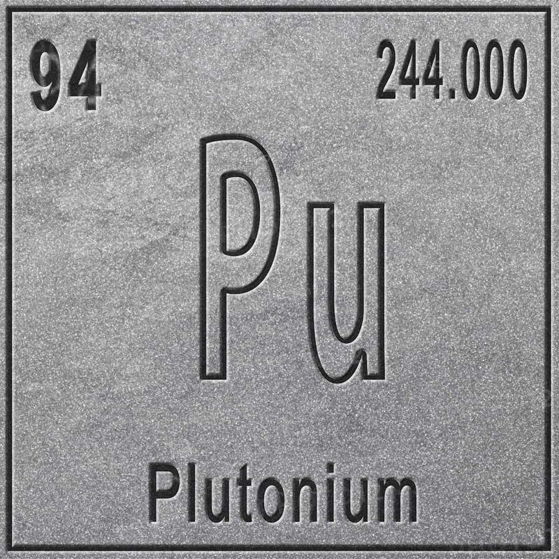 Plutonium chemical element, Sign with atomic number and atomic weight, Periodic Table Element, silver background