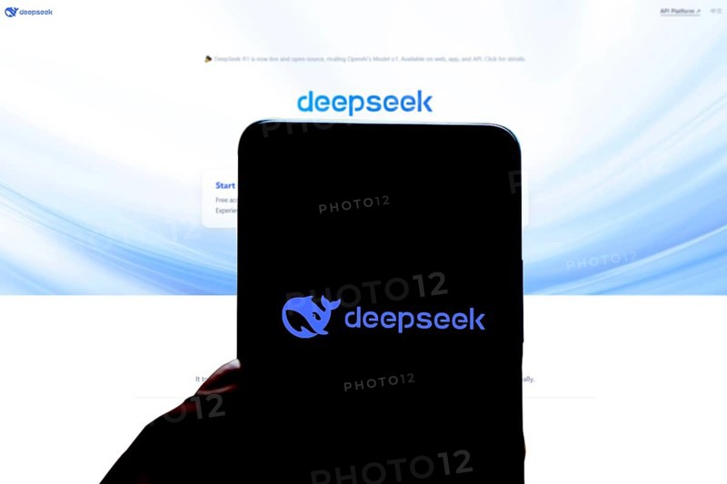 Deepseek Ai logo is displayed on smartphone