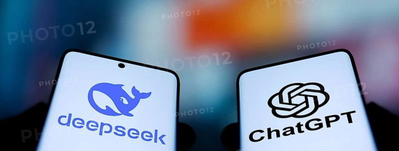 Deepseek AI and ChatGPT AI logo is displayed on smartphone