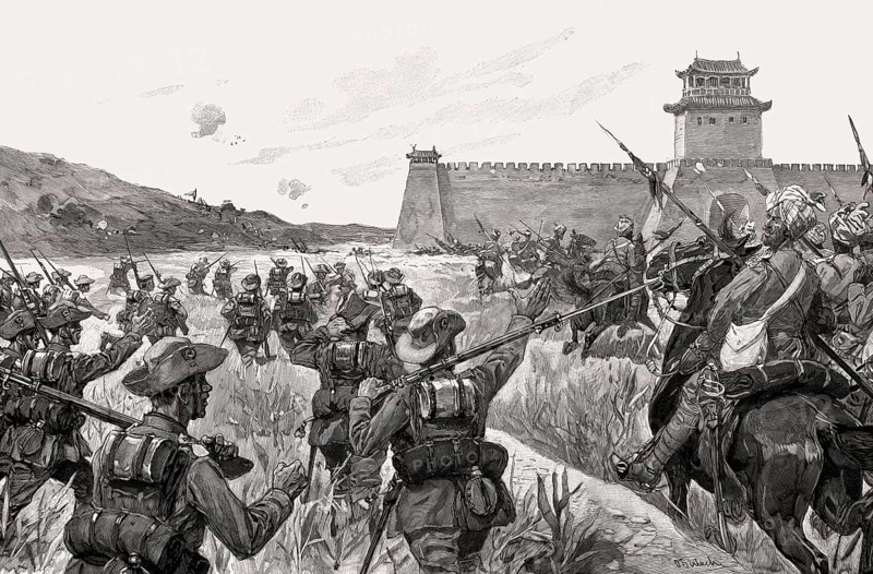 The Capture of Lianghsiang by the German infantry and the Bengal Lancers, China, Boxer Rising, 11 September 1901, Asia