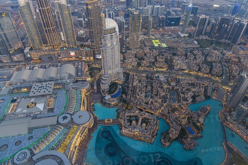 Sunset on the Burj Khalifa, Dubai, United Arab Emirates, Asia