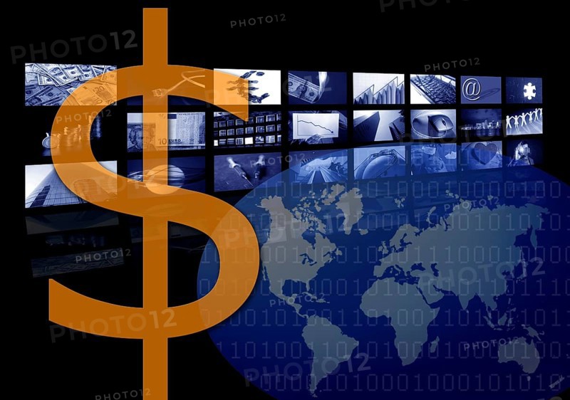 Dollar Business corporate image, multiple screen. American currency metaphor