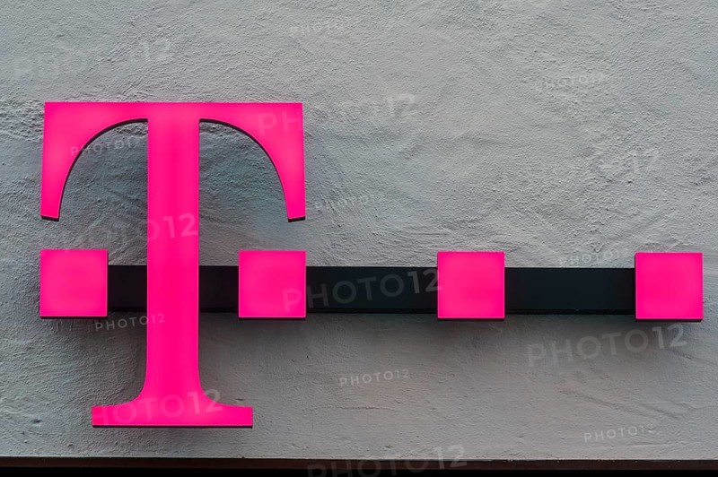 Grey façade with Telekom logo, Allgäu, Bavaria, Germany, Europe