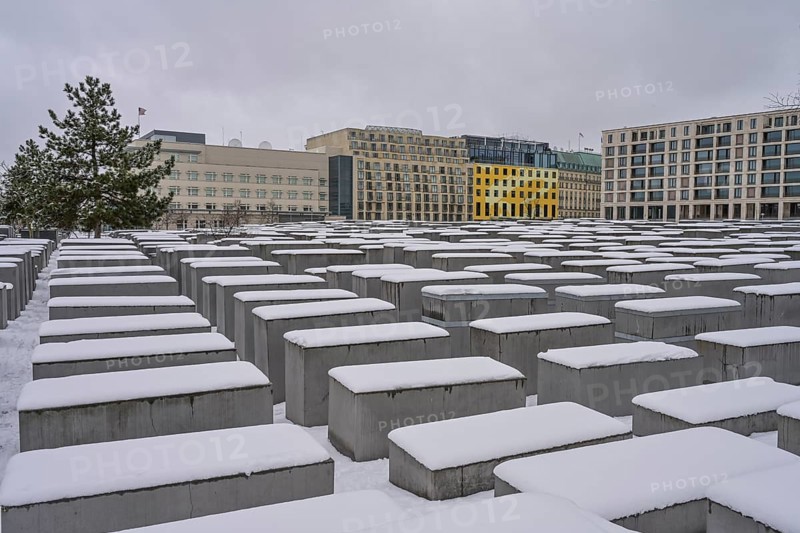 Winter, snow, Holocaust Memorial, Field of Stelae, Mitte, Berlin, Germany, Europe