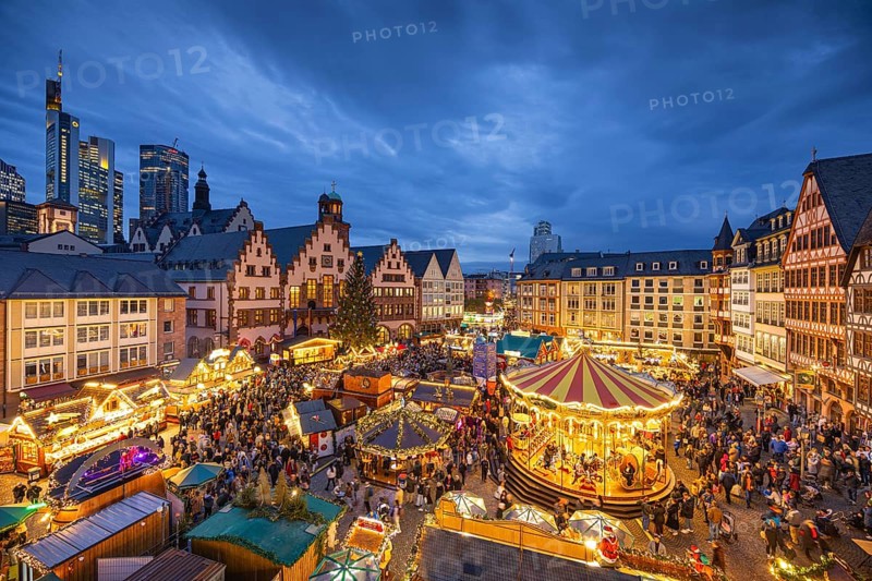 The Frankfurt Christmas Market was officially opened on 25 November 2024 with the switching on of the lights on the Florian Christmas tree, a 26-metre-high spruce from Lower Franconia. The Christmas market will be open until 22 December from Monday to Saturday from 10:00 a.m. to 9:00 p.m. and on Sundays from 11:00 a.m. Frankfurt am Main, Römerberg, Hesse, Germany, Europe
