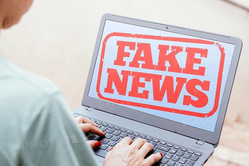 January 22, 2024, Brazil. In this photo illustration, the Fake News text is seen displayed on a laptop screen. Fake News are false information presented as true to deceive the public, distorting facts and spreading misinformation