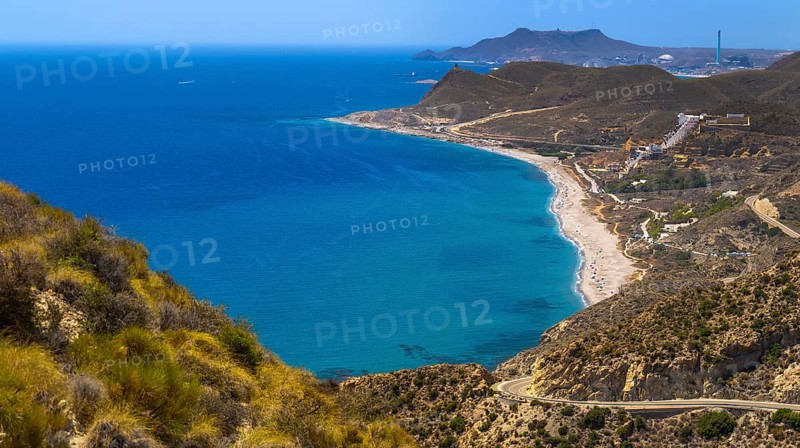 Beach of El Algarrobico, Cabo de Gata-Níjar Natural Park, UNESCO Biosphere Reserve, Hot Desert Climate Region, Almería, Andalucía, Spain, Europe
