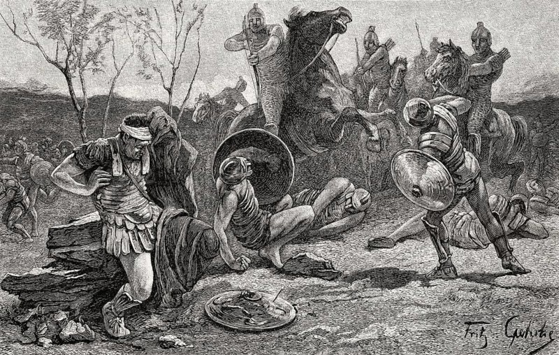 The Battle of Cannae on 2 August 216 BC, Second Punic War, Apulia, Italy, Europe