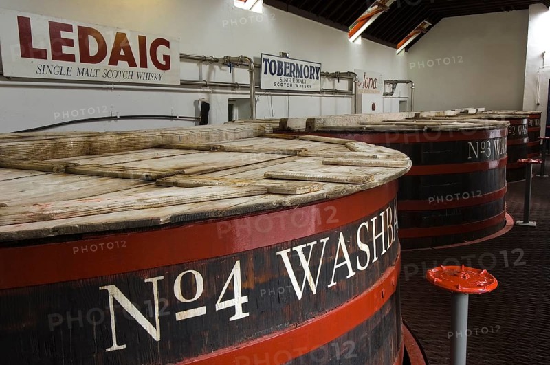 Barrels, whisky distillery, founded 1798, Tobermory, Isle of Mull, Scotland, United Kingdom, Europe