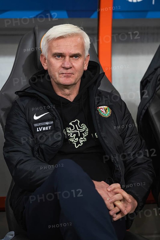 LUBIN, POLAND - NOVEMBER 4, 2024: Football match Polish PKO Ekstraklasa between KGHM Zaglebie Lubin vs Slask Wroclaw 3:0. Jacek Magiera head coach of Slask.