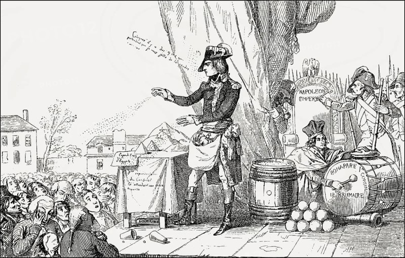 Caricature on Napoléon Bonaparte, 1769-1821, Emperor of the French as Napoleon I