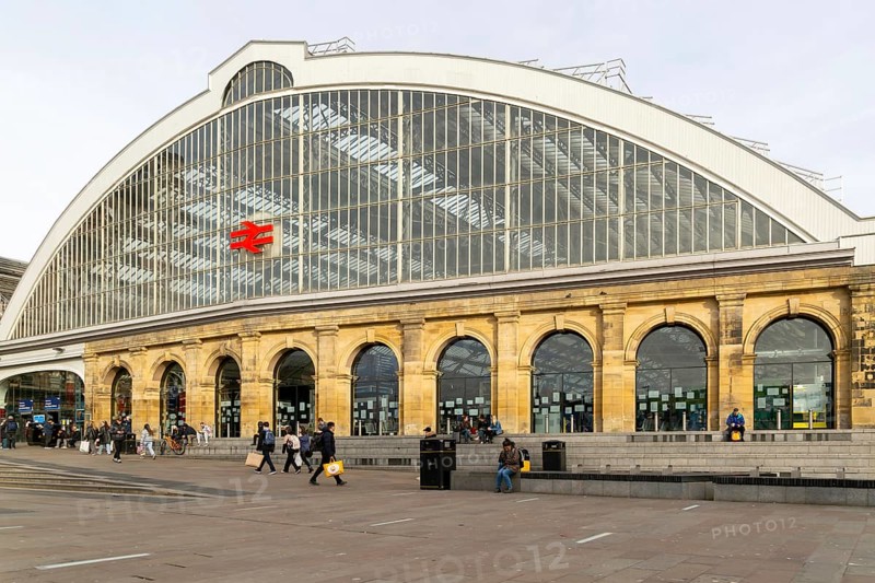 Exterior frontage of Lime Street railway station, Liverpool, England, UK