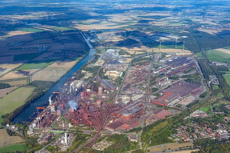 Aerial view of the Salzgitter AG steelworks, Lower Saxony, Germany, Europe