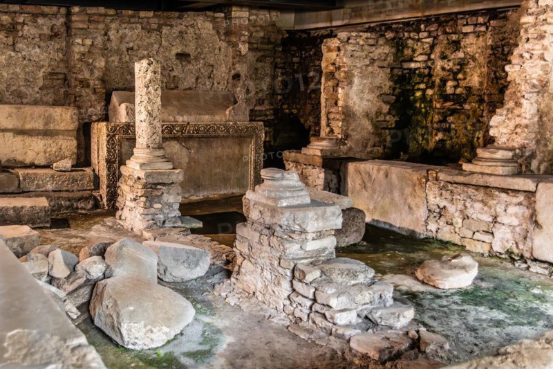 Archaeological excavations from early Christian and Roman times, Basilica Paleocristiana under the Concordia Sagittaria Cathedral, medieval old town, Veneto, Friuli, Italy, Concordia Sagittaria, Veneto, Italy, Europe