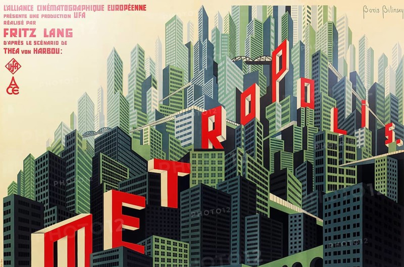 Film poster for the Ufa film Metropolis by Fritz Lang, French version