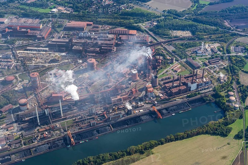 Aerial view of the Salzgitter AG steelworks, Qualm, Lower Saxony, Germany, Europe