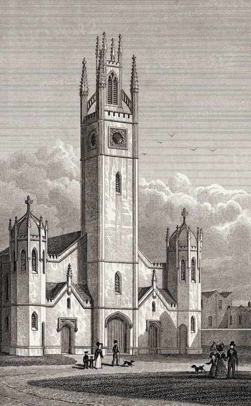 St Mary's Church, Haggerston, illustration by Th. H. Shepherd, 1828