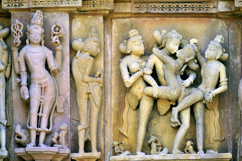 Mithuna couples on wall of kandariya mahadeva temple Khajuraho madhya pradesh india