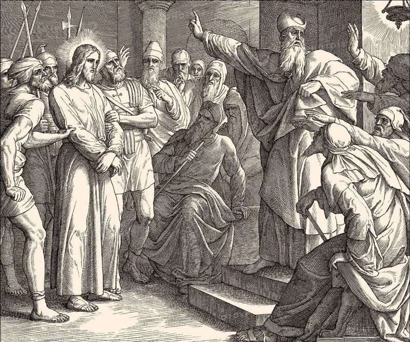 Sanhedrin trial of Jesus, New Testament, by Julius Schnorr von Carolsfeld, 1860