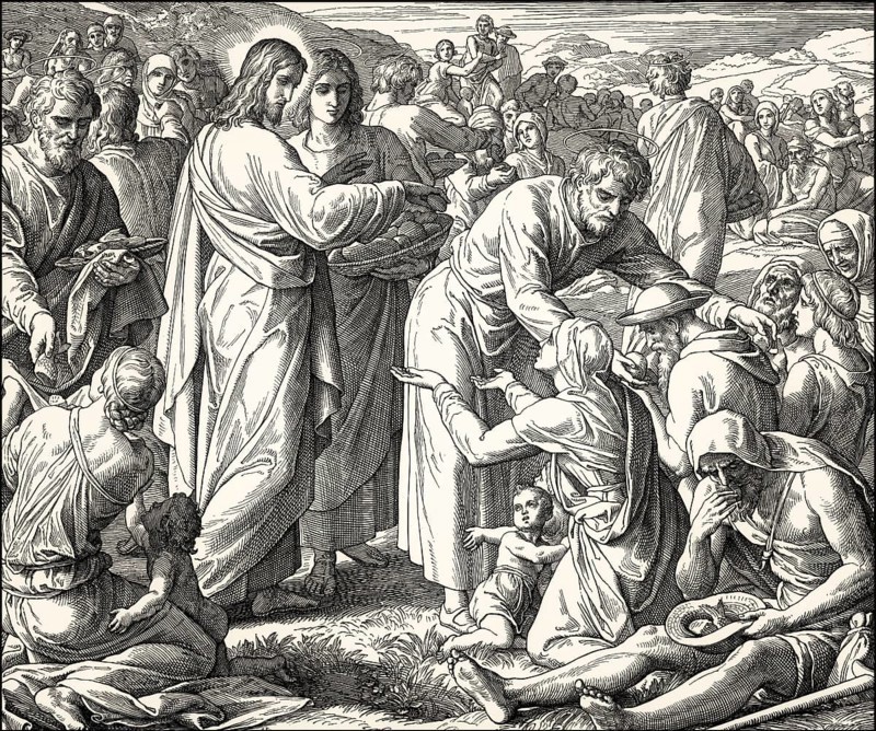 The Feeding of the 5, 000 people, New Testament, by Julius Schnorr von Carolsfeld, 1860