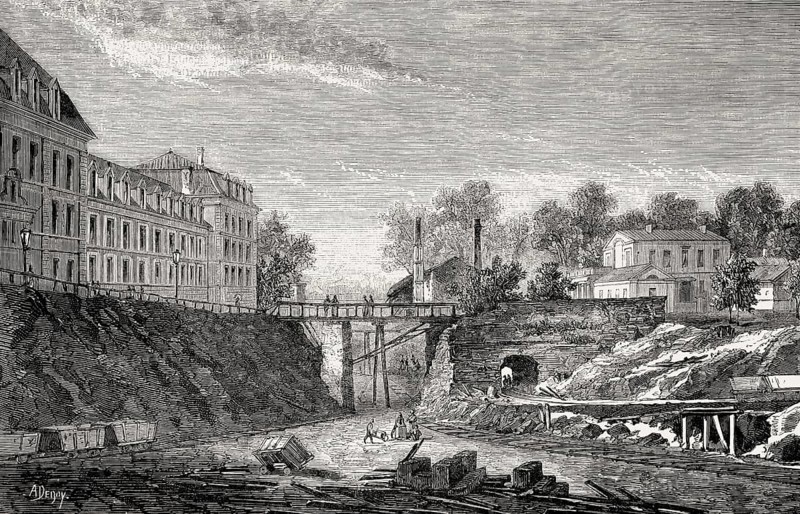 The city of Rochefort digging of a new commercial port, France, 19th century, Europe