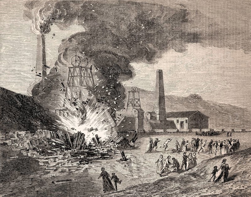 The Lundhill Colliery explosion, a coal mining accident on 19 February 1857 in Wombwell, Yorkshire, UK