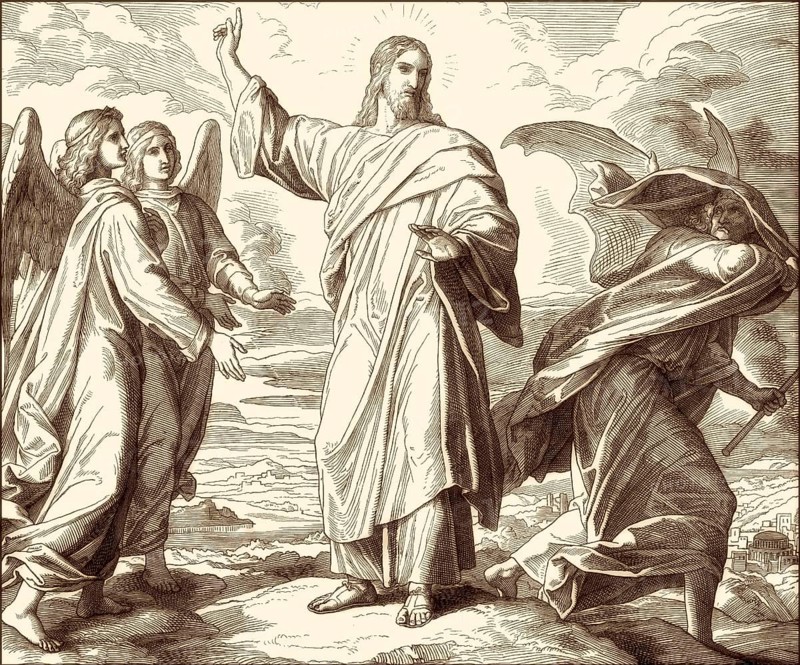 The temptation of Christ, New Testament, by Julius Schnorr von Carolsfeld, 1860