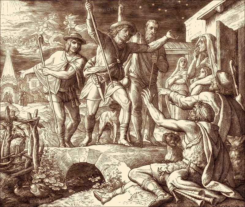 Shepherds spreading the good news, birth of the messiah, by Julius Schnorr von Carolsfeld