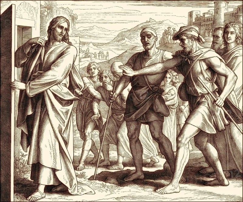 Healing the Blind, New Testament, by Julius Schnorr von Carolsfeld, 1860